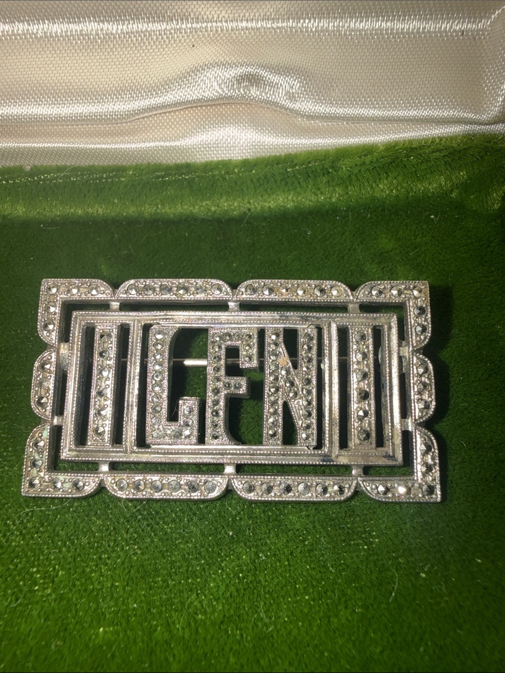 Art Deco Style 'ILENE' Silver Sterling Rhinestone Brooch